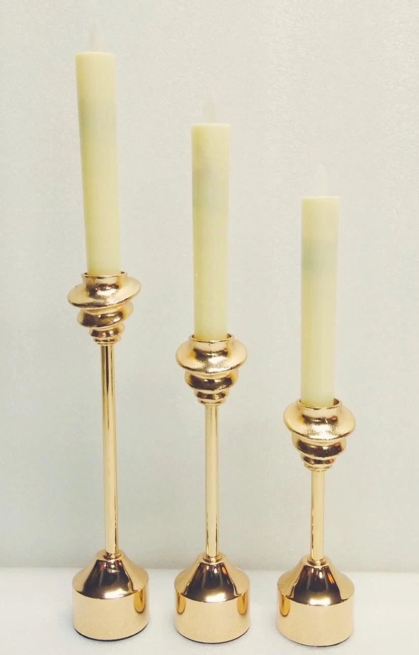 Metal Bud Taper Candle Holder Top Round 6x19 cm